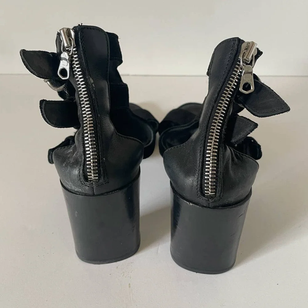 Rag & Bone Black Buckle Up Genoa Suede Gladiator Chunky Sandals • Size 36.5 🔴